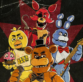 official art of freddy, bonnie, chica and foxy